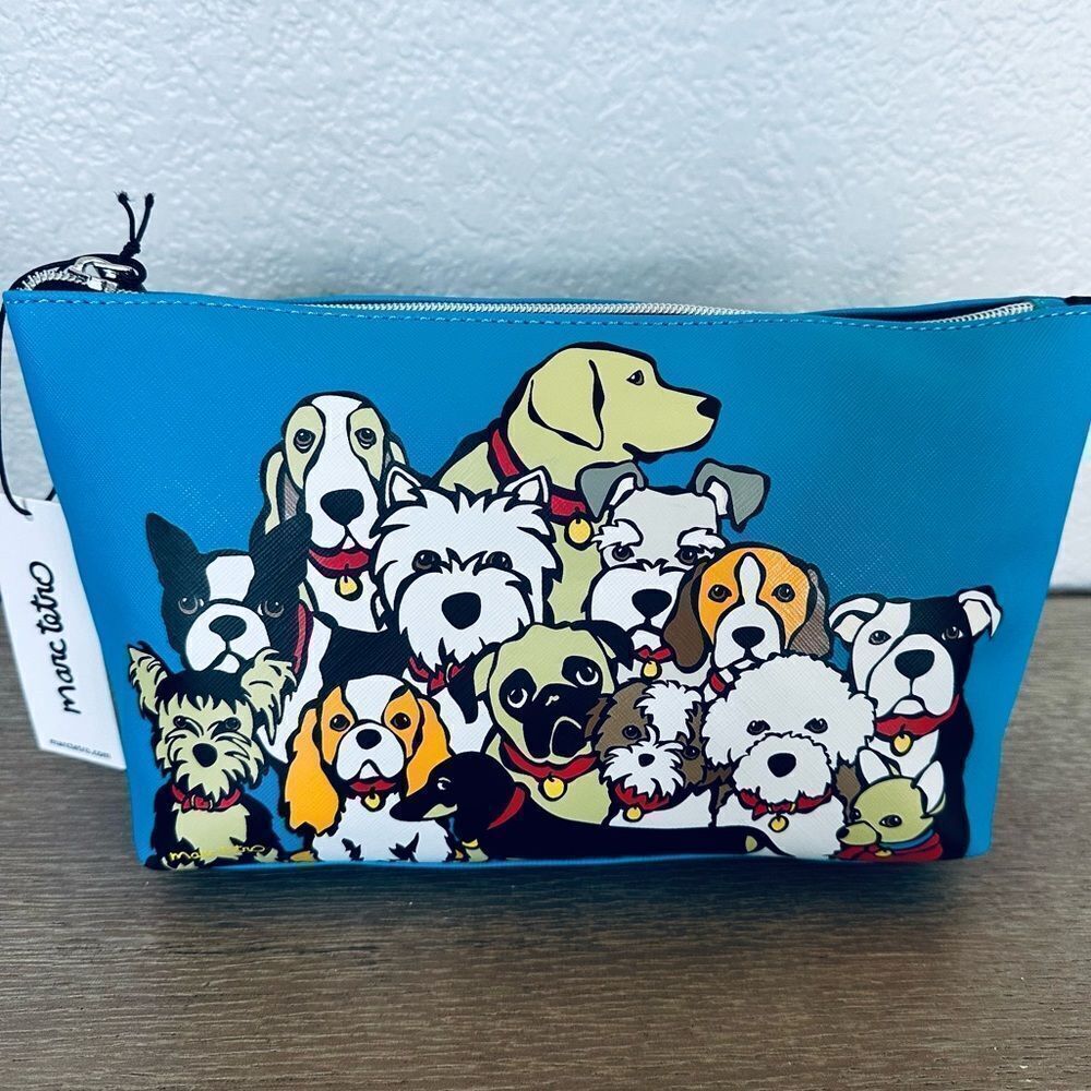 Marc Tetro Blue Dogs Makeup Bag Travel Zipper Pouch